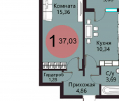 1-комн, 37кв м, этаж 8/17 Острогожская улица, 156/2