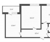 2-комн, 44кв м, этаж 1/5 Броневая улица, 3А