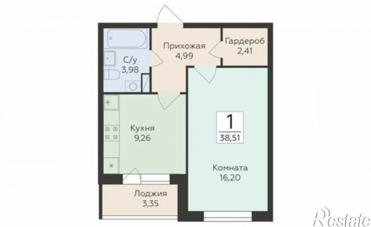 1-комн квартира в новом доме ул Чапаева, 68Б,  д. 68Б