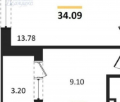 1-комн, 34кв м, этаж 11/18 Острогожская улица, 156/3