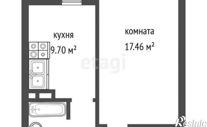 1-комн квартира улица Богдана Хмельницкого, 53А,  д. 53А
