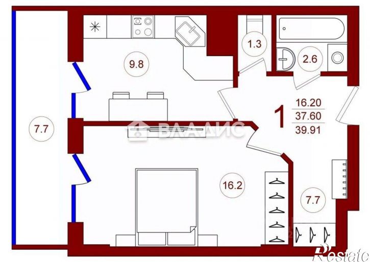 1-комн квартира улица Станкевича, 45к1,  д. 45к1