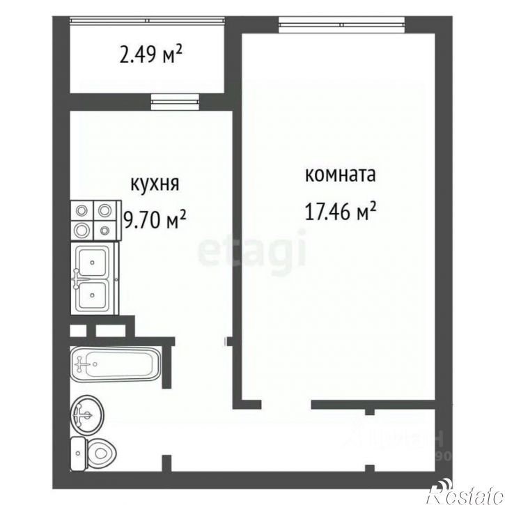 1-комн квартира ул Богдана Хмельницкого, 45А,  д. 45А