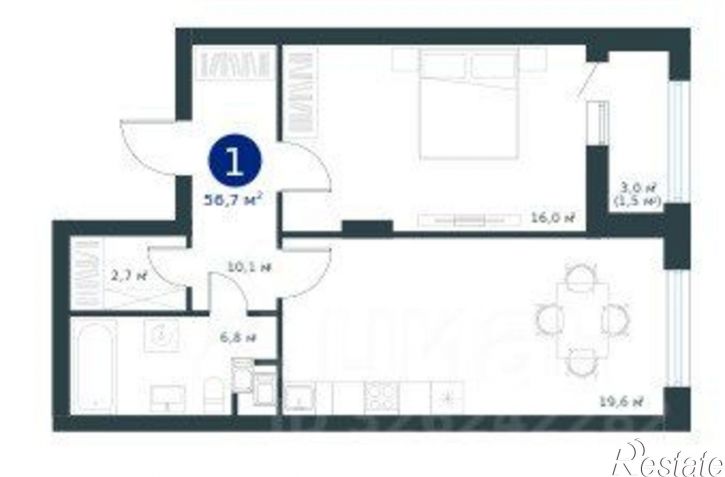 2-комн квартира в новом доме улица Ворошилова, 19 стр.,  д. 19 стр.