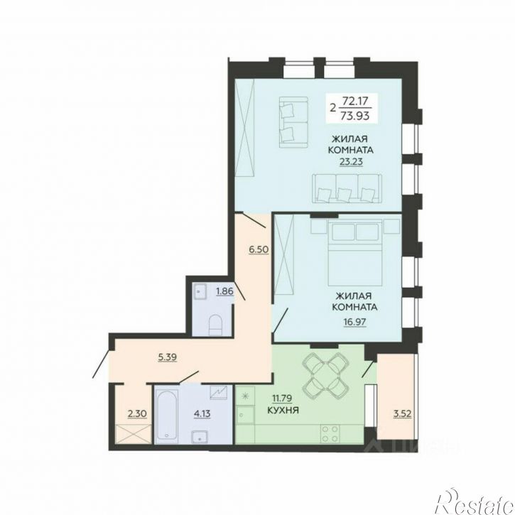 2-комн квартира в новом доме ул Филатова, 30,  д. 30