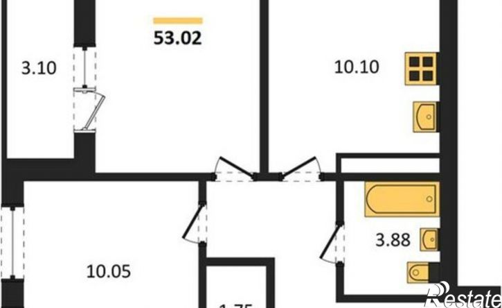 2-комн квартира в новом доме переулок Славы, 1,  д. 1