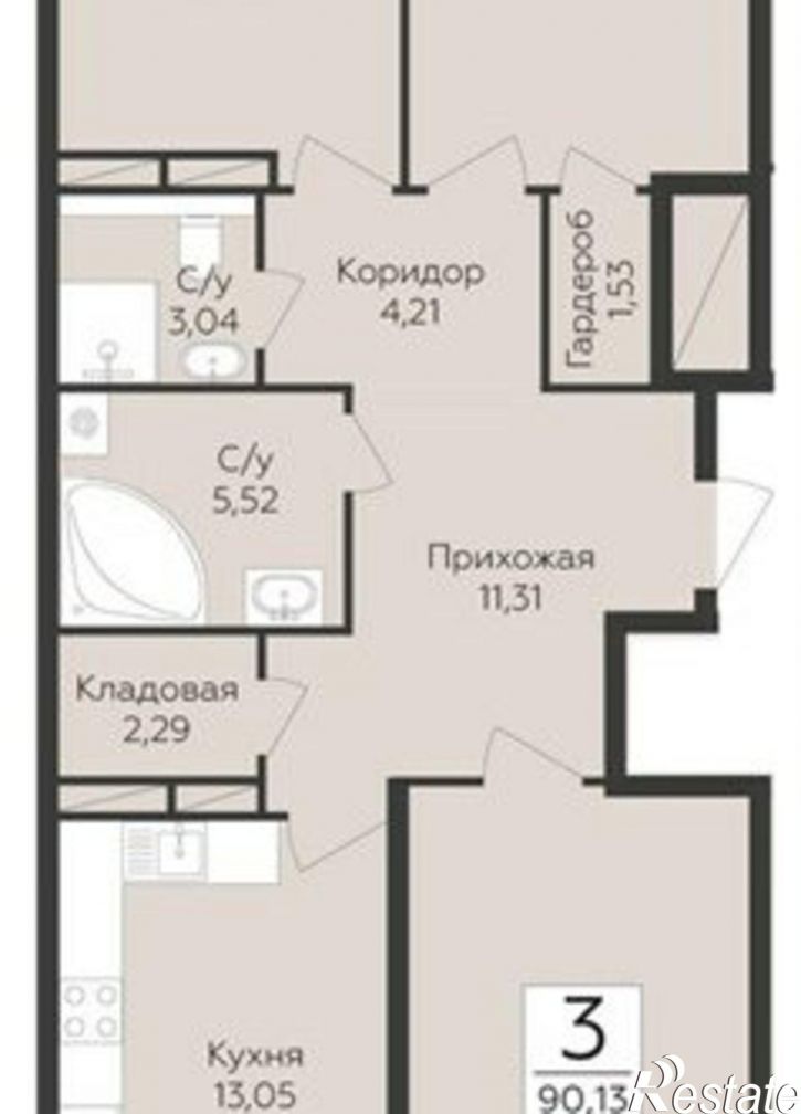 3-комн квартира в новом доме пер Славы, 1,  д. 1