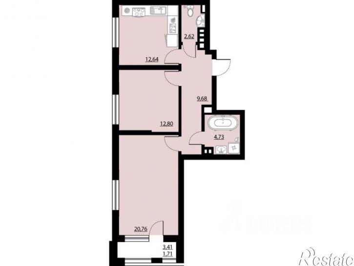 2-комн квартира в новом доме Московский проспект, 132,  д. 132
