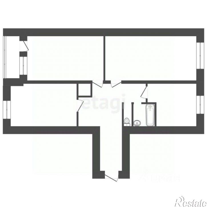 3-комн квартира ул Новосибирская, 19,  д. 19