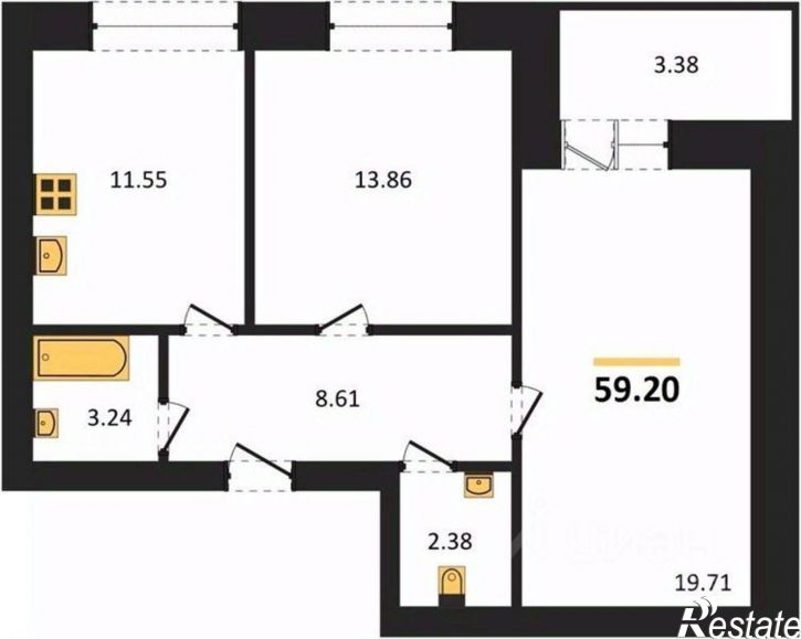 2-комн квартира в новом доме ул Курчатова, 32а,  д. 32а