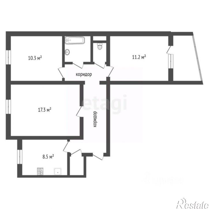 3-комн квартира ул Новосибирская, 27,  д. 27