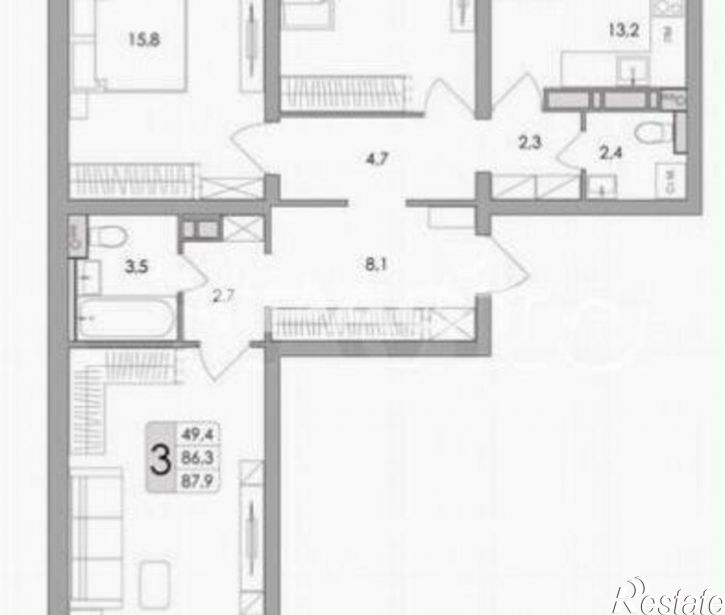 3-комн квартира улица Загоровского, 7 к1,  д. 7 к1