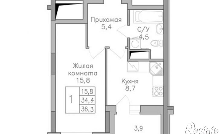 1-комн квартира в новом доме ул Защитников Родины, 3,  д. 3