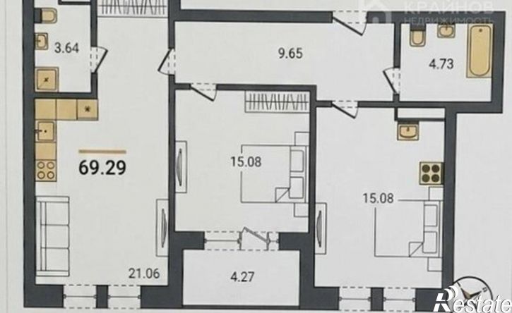 2-комн квартира в новом доме ул Матросова, 64А/2,  д. 64А/2