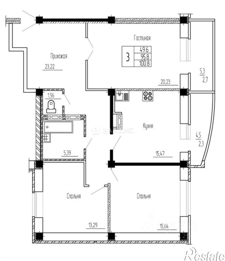 3-комн квартира улица Лесная Поляна, 8,  д. 8