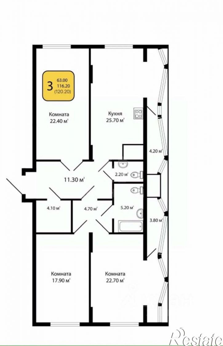 3-комн квартира ул Березовая роща, 4а,  д. 4а