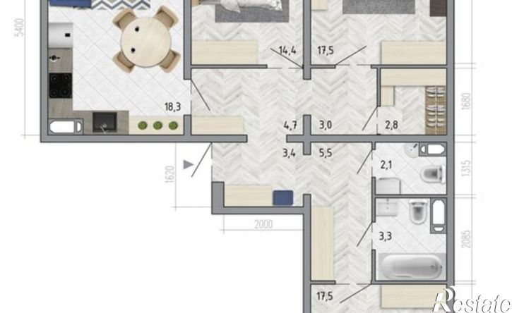 3-комн квартира ул Федора Тютчева, 107,  д. 107