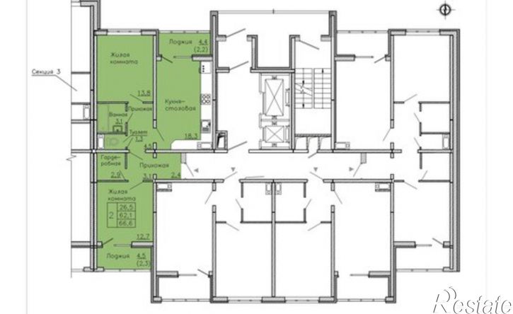 2-комн квартира в новом доме улица Фёдора Тютчева, 105,  д. 105