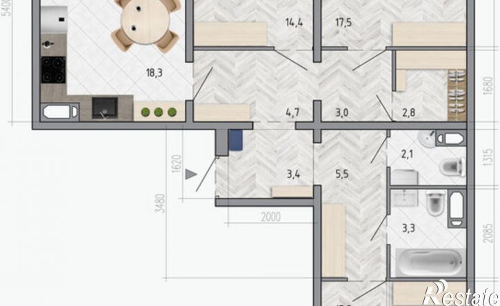 3-комн квартира ул Федора Тютчева, 105,  д. 105
