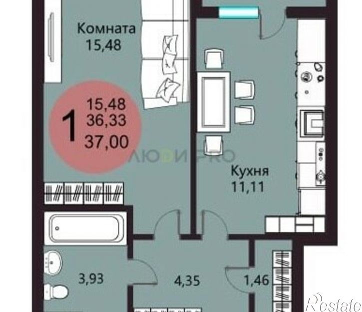 1-комн квартира улица Богдана Хмельницкого, 53А,  д. 53А