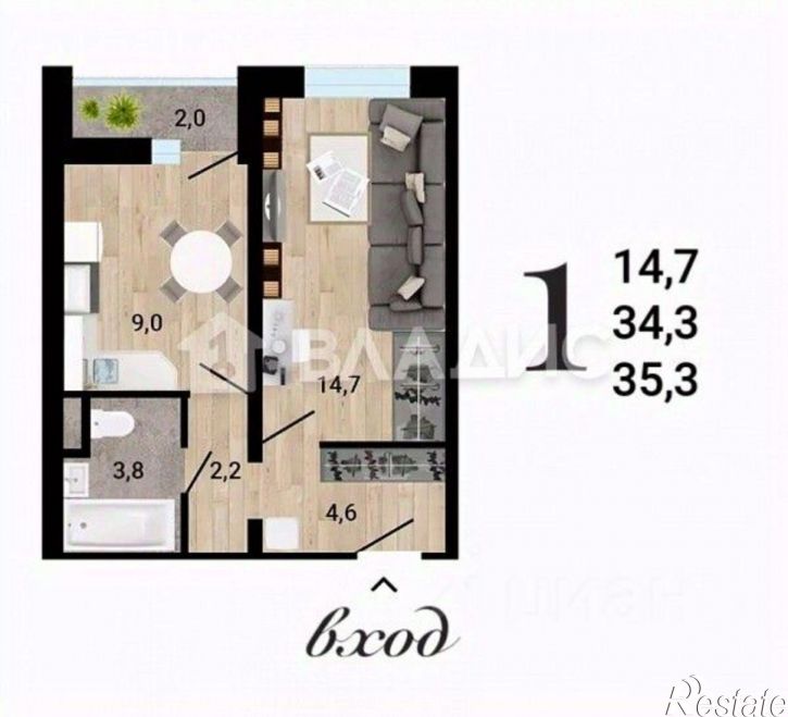 1-комн квартира Ростовская улица, 18А к2,  д. 18А к2