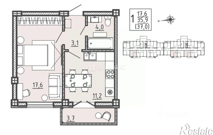 1-комн квартира ул Цимлянская, 10в,  д. 10в
