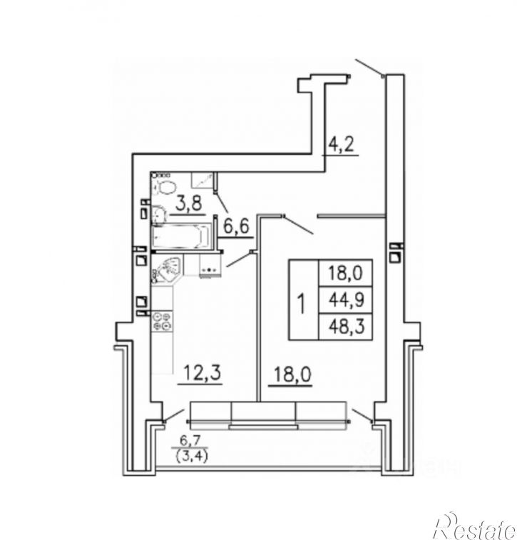 1-комн квартира ул Композитора Ставонина, 84А,  д. 84А
