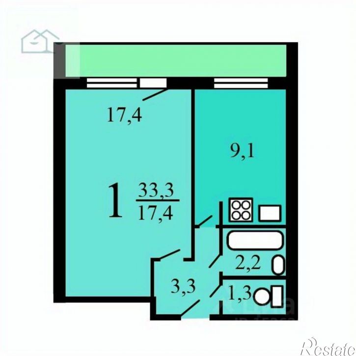1-комн квартира ул Туполева, 2а,  д. 2а