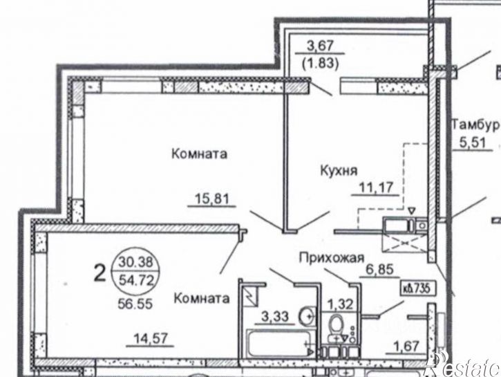 2-комн квартира в новом доме ул Архитектурная, 11,  д. 11