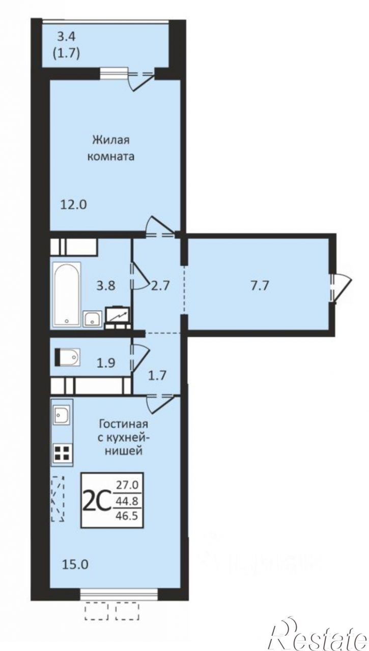 1-комн квартира в новом доме Московский пр-кт, 140,  д. 140