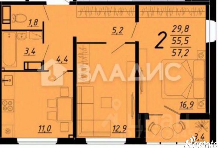 2-комн квартира ул Ленинградская, 24,  д. 24