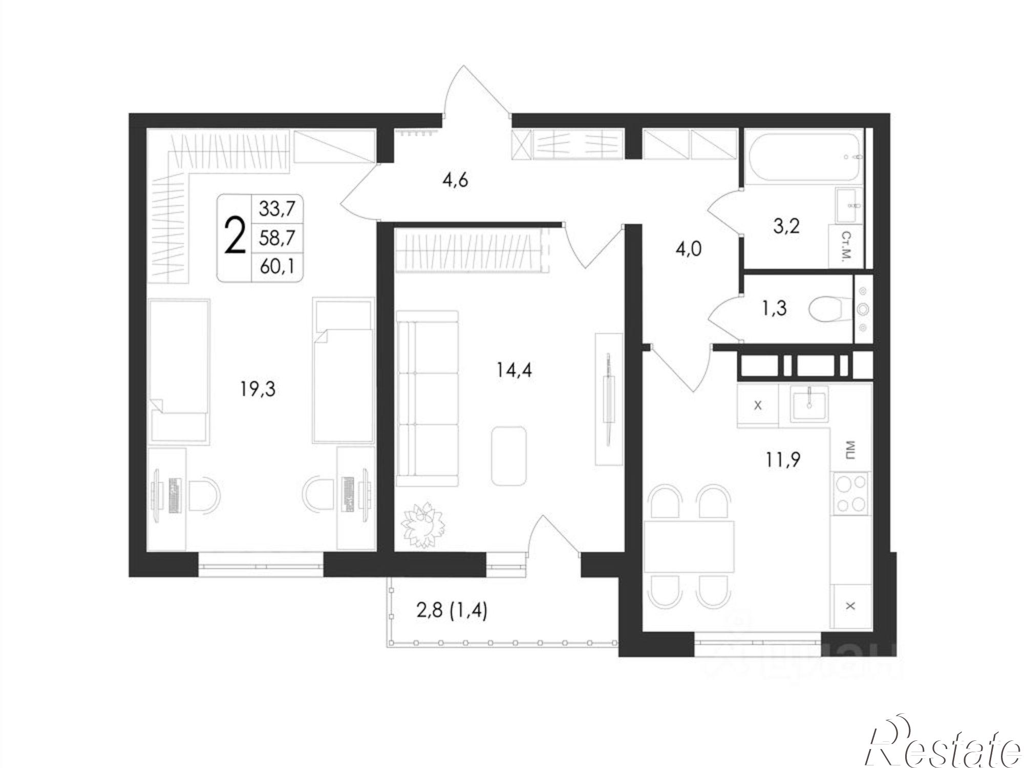 Купить квартиру за 8 882 060 рублей на пр-кт Патриотов, 58а