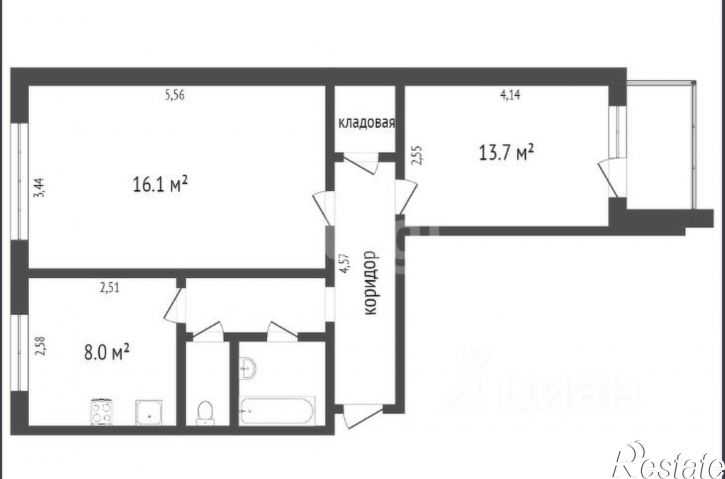 2-комн квартира ул 45 стрелковой дивизии, 223,  д. 223