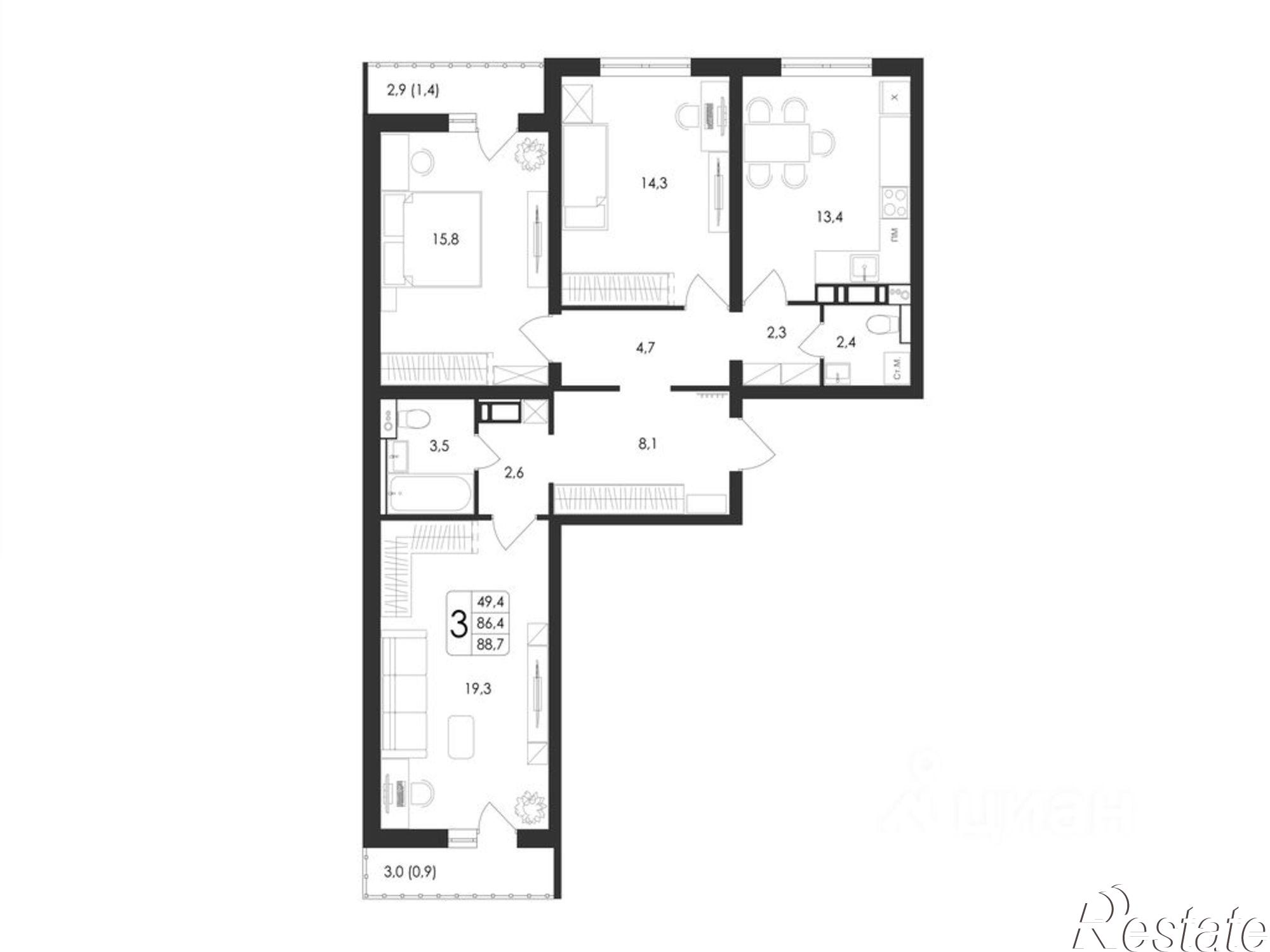 Купить квартиру за 12 217 600 рублей на пр-кт Патриотов, 58а