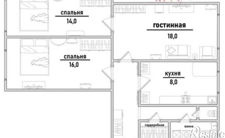 3-комн квартира ул Любы Шевцовой, 13,  д. 13