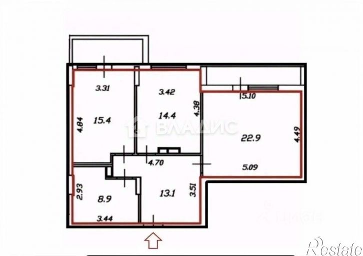 2-комн квартира ул 45 стрелковой дивизии, 257,  д. 257