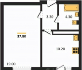 1-комн, 37 кв м, этаж 6/17 улица Ильюшина