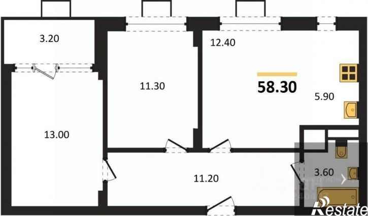 2-комн квартира в новом доме бульвар Содружества, 5к1