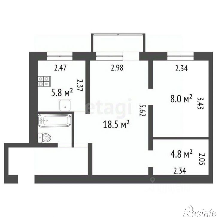 2-комн квартира ул Небольсина, 19,  д. 19
