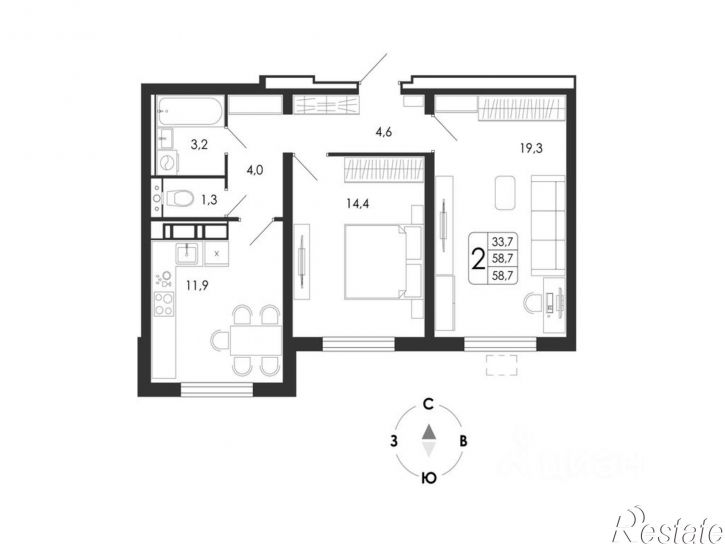 2-комн квартира в новом доме ул Шишкова, 142/5,  д. 142/5
