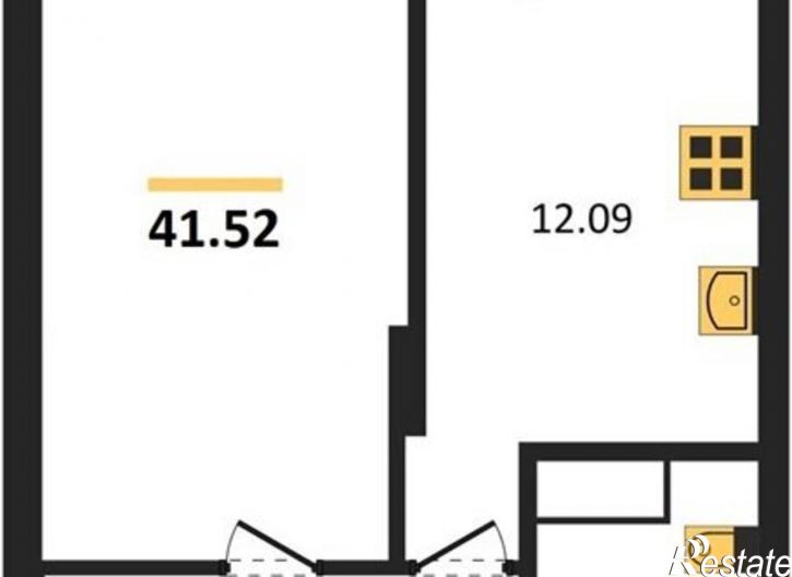 1-комн квартира ул Антонова-Овсеенко, 35м,  д. 35м