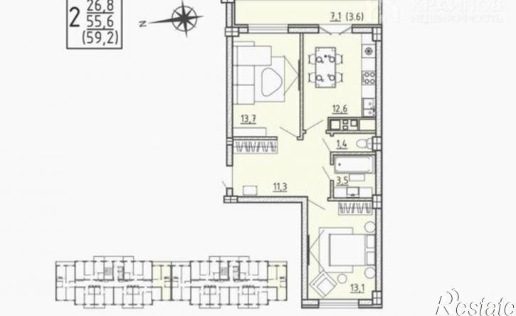2-комн квартира ул Цимлянская, 10в,  д. 10в