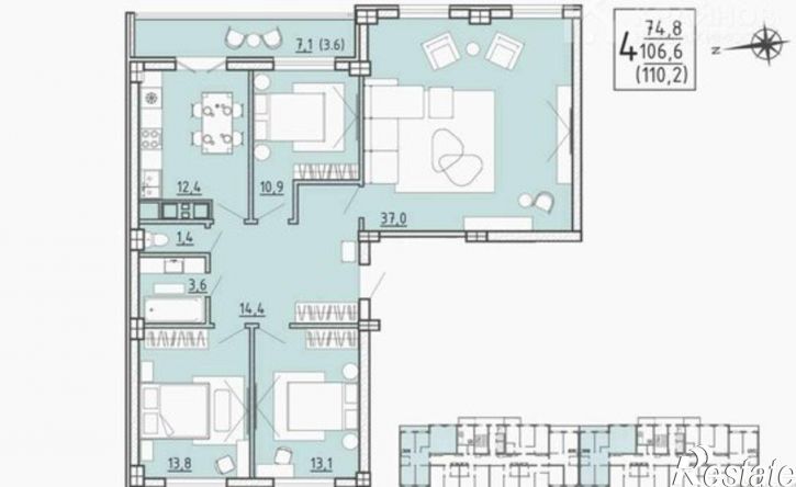 4-комн квартира ул Цимлянская, 10в,  д. 10в