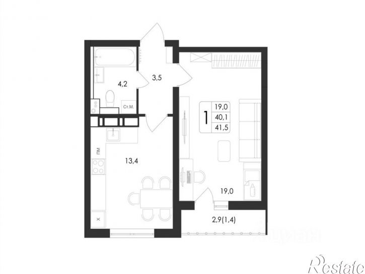 1-комн квартира в новом доме пр-кт Патриотов, 58а,  д. 58а