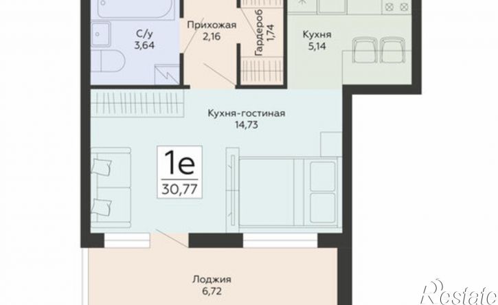 1-комн квартира в новом доме ул Туполева, 5Э,  д. 5Э