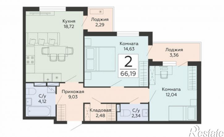 2-комн квартира в новом доме ул Туполева, 5Э,  д. 5Э