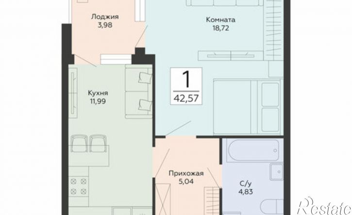 1-комн квартира в новом доме ул Туполева, 5Э,  д. 5Э