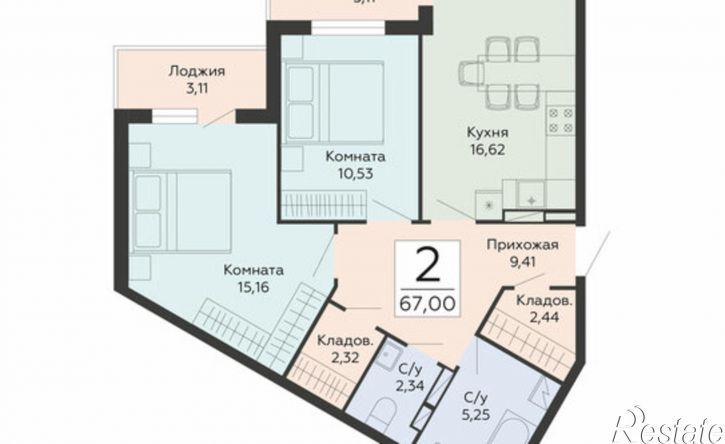 2-комн квартира в новом доме ул Туполева, 5Э,  д. 5Э