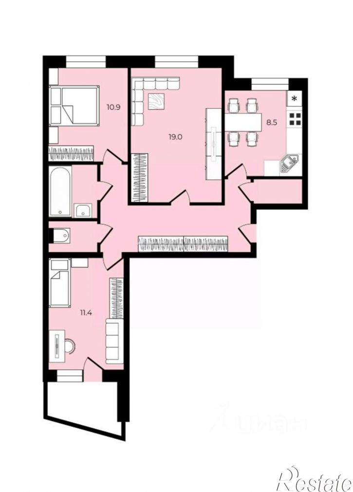 3-комн квартира ул Новосибирская, 24,  д. 24