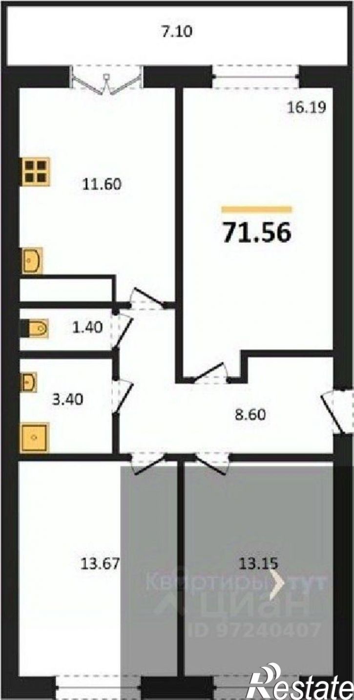3-комн квартира в новом доме ул Путилина, 1Т,  д. 1Т